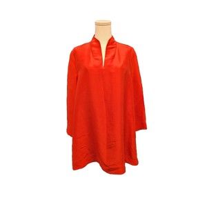 Eileen Fisher Silk Lagenlook Minimalistic Boxy Tunic Top Medium